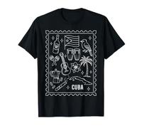 Cuba - Sello de Arte de línea con Iconos culturales Camiseta