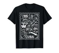 Cuba - Sello de Viaje Retro con Coche Vintage e Iconos culturales Camiseta