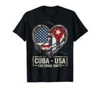 Cuba - USA Unidad Cultural Desgastado Corazón Bandera Grunge Camiseta