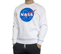 Cuba10 NASA - Sudadera de algodón Afelpado con Cuello Redondo, Jersey cálido para Hombre, de algodón, Deportivo, casa, Gimnasio, Correr, Tiempo Libre., Color Blanco., L