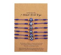 Cubahop 6PCS Simple Black Evil's Eye Lucky brazaletes de cera línea de brazaletejmejor amigo mano accesorios para mujeres y niñas (Azul)