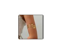 Cubahop Upper Arm Cuff Hollow Multi-layer Crossing Arm Pulsera Ajustable Apertura Brazo Banda Minimalista Estilo Pulseras Cadena del Cuerpo para Mujeres, Talla única, Metal