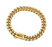 Cuban Dog Collar, collar de acero inoxidable para perros, 14 mm de ancho, 26/31/36/41/46/51/56/61 cm de largo, de oro, para cachorros, pequeños y medianos