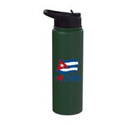 Cuban Flag Cuba Design Miami Spanish Cuban Stainless Steel Insulated Water Bottle