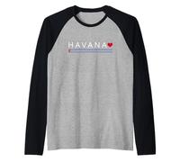 Cuban Flag Cuba Miami Havana Love Spanish Heart Camiseta Manga Raglan