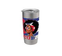 Cuban Girl Cuba Flag Orgullosa Afro Cubana Mujeres Vaso térmico de acero inoxidable de doble pared