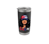 Cuban Girl Cuba Flag Orgullosas Mujeres Cubanas Vaso térmico de acero inoxidable de doble pared