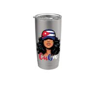 Cuban Girl Cuba Flag Orgullosas Mujeres Cubanas Vaso térmico de acero inoxidable de doble pared