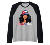 Cuban Girl Cuba Flag Orgulloso Cubana Mujeres Cubanita Camiseta Manga Raglan