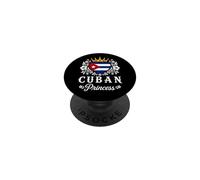 Cuban Princess Cuba Flag Proud Cuban Girl PopSockets PopGrip Adhesivo