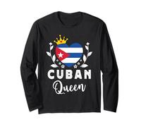 Cuban Queen Cuba Flag Proud Cuban Woman Manga Larga