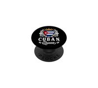 Cuban Queen Cuba Flag Proud Cuban Woman PopSockets PopGrip Adhesivo