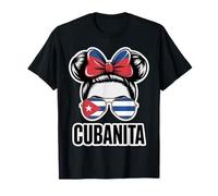 Cubanita Girl with Bow and Sunglasses Cuba Flag Pride Camiseta