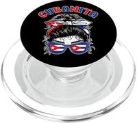 Cubanita Hispanic Heritage Messy Bun Cuban Cuba Flag Girls PopSockets PopGrip para MagSafe