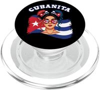 Cubanita Hispanic Heritage Messy Bun Cuban Cuba Flag Girls PopSockets PopGrip para MagSafe