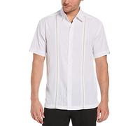 Cubavera Camisa de los Hombres Grandes de Alto Contraste Inserto y Costura Manga Corta Tejido, Blanco Brillante, 2 X