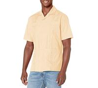 Cubavera, Camisa Guayabera Bordada auténtica de Tela Transpirable para Hombre, con Cuatro Bolsillos, Cuello de Campamento, Manga Corta con Botones, Marfil, XX-Large