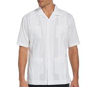 Cubavera Camisa Guayabera Bordada con Cuello de Campamento para Hombre, Blanco Puro., XL