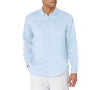 Cubavera Long Sleeve 100% Linen Essential Shirt with Pintuck Detail Camisa, Color Azul, 4XL Grande Alto Hombres
