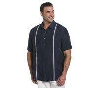 Cubavera Paneles de inserción de Manga Corta para Hombre con Camisa de Punto de selección, Gris con Azul, XX-Large Grandes