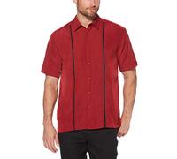 Cubavera Short Sleeve Insert Panels with Pick Stitch Shirt Camisa, Bicicleta Roja, L para Hombre