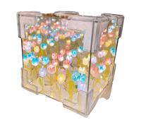Cube Flower Lamp - Artistic Tabletop Lighting, LED Mirror Lamp, Decorative Glow Fixture | Desk and Shelf Accent, Ambient Home Decor, Living Space Illumination, Bedroom Nighttime Accessory