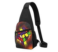 Cube Puzzle - Bolsa de pecho táctica con estampado de rompecabezas, bolsa de pecho para correr, bolsa de ciclismo, color negro, talla única, multicolor, Talla única, Mochilas con correa