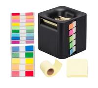 Cube Sticky Note Holder, 4-in-1 Memo Holding Note Box, ABS, Paper Material, Pop-up Notes Dispenser, Papers Notepad Organizer with Colorful Index Stickers and Paper Clips, 8.5 x 8.5 x 8.5cm