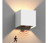 CUBEL aplique para exterior IP65 up/downlight detector de movimiento blanco mate