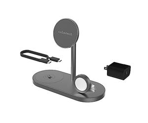 CubeNest Cargador inalámbrico 3 en 1 S310 Pro Compatible con la Serie de iPhone 12/13/14, AirPods, Apple Watch | Magsafe Charger | Cargador rápido de 20W | Robusto Acabado en Aluminio