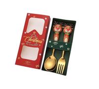 Cubertería de motivos navideños Set 410 Cuchara de Acero y Tenedor Festival Accesorios de Cocina para Varios Accesorios de Fiesta