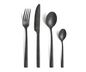 Cubertería Grillete | Juego de cubiertos de acero inoxidable 18/0, cuchillos, tenedores, cucharas y cucharaditas con revestimiento de PVD