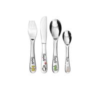 Cubertería infantil con nombre (grabado personalizable) / Con coloridos motivos de animales - Tema: África - con cocodrilo, tigre, hipopótamo y pingüino de gafas