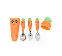 Cubertería infantil Zanahoria para niños y niñas, Llamativa para despertar su creatividad, Hogar y Colegios, Acero inoxidable, Cuchara y Tenedor