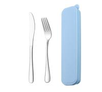 Cubertería portátil de acero inoxidable con caja de almacenamiento, palillo, tenedor, cuchara, cuchillo, vajilla de viaje, camping