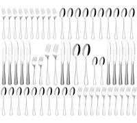 Cuberterias Completas 12 Personas, 60 Piezas Cubiertos Acero Inoxidable, Muy Pulidos y Aptos para Lavavajillas, Juego de Cubiertos Elegantes, Tenedor/Cuchara/Cuchillo, para Casa, Fiesta, Restaurante