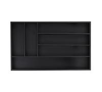 Relaxdays Bandeja Cubertero de Cajón, Organizador Cubertería 6 Espacios, Clasificador Cubiertos Bambú, 5 x 46 x 28 cm, Negro