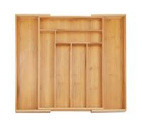 Relaxdays Cubertería Cubertero Cajón Extensible, Bandeja Cubiertos 8 Compartimentos, Clasificador Bambú, 5x32,5-52x45,5cm, Natural