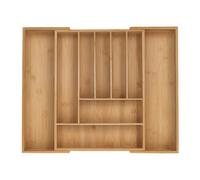 Relaxdays Cubertero, 7-9 Compartimentos, Organizador de Cubiertos Extensible, Cajón, 5x32,5-53,5x43 cm, Bambú, Natural