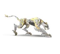 Cubertime Kit de modelo mecánico de leopardo 3D de metal completo - Shadow King Black Golden Edition, Articulated Metal Panther Mech, modelo de exhibición de ciencia ficción premium para