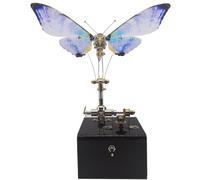 Cubertime Kit de modelo mecánico de mariposa - pulso violeta, caja de música de manivela con alas que aletean, arte coleccionable de acero inoxidable para escritorio y decoración del hogar