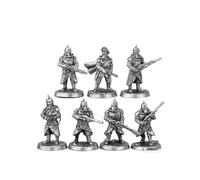 Cubertime WWI - Miniaturas de soldados de trinchera, 7 figuras de ciencia ficción Grimdark de aleación, máscara de gas para juegos de guerra, RPG de mesa de metal, hombres del ejército