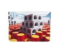 Cubes and Vibrant Red - Funda protectora de piel sintética para MacBook Air de 13 pulgadas, funda protectora de piel sintética con impresión completa, elegante bolsa para laptop para mujeres y hombres