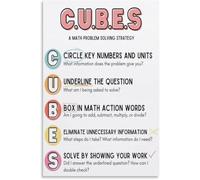 CUBES Math Strategy Poster for Word Problems Educational Canvas Print Room Decor(Unframed,08x12inch(20x30cm))