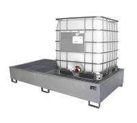 Cubeta colectora de acero con recipiente interior de PE eurokraft pro, 1000 l, para 2 IBC/KTC