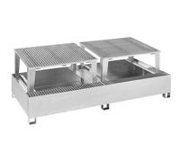 Cubeta colectora de acero para contenedores depósito IBC/KTC eurokraft basic, para 2 contenedores de 1000 l, 2 piezas de trasiego sobrepuestas