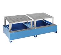 Cubeta colectora de acero para contenedores depósito IBC/KTC eurokraft basic, para 2 contenedores de 1000 l, 2 piezas de trasiego sobrepuestas