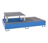 Cubeta colectora de acero para contenedores depósito IBC / KTC eurokraft pro, L x A x H 2650 x 1460 x 865 mm, con 1 pieza de trasiego sobrepuesta