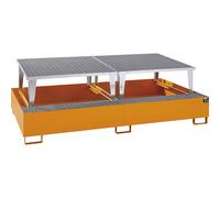 Cubeta colectora de acero para contenedores depósito IBC / KTC eurokraft pro, L x A x H 2650 x 1460 x 865 mm, con 2 piezas de trasiego sobrepuestas