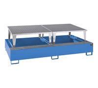 Cubeta colectora de acero para contenedores depósito IBC / KTC eurokraft pro, L x A x H 2650 x 1460 x 865 mm, con 2 piezas de trasiego sobrepuestas
